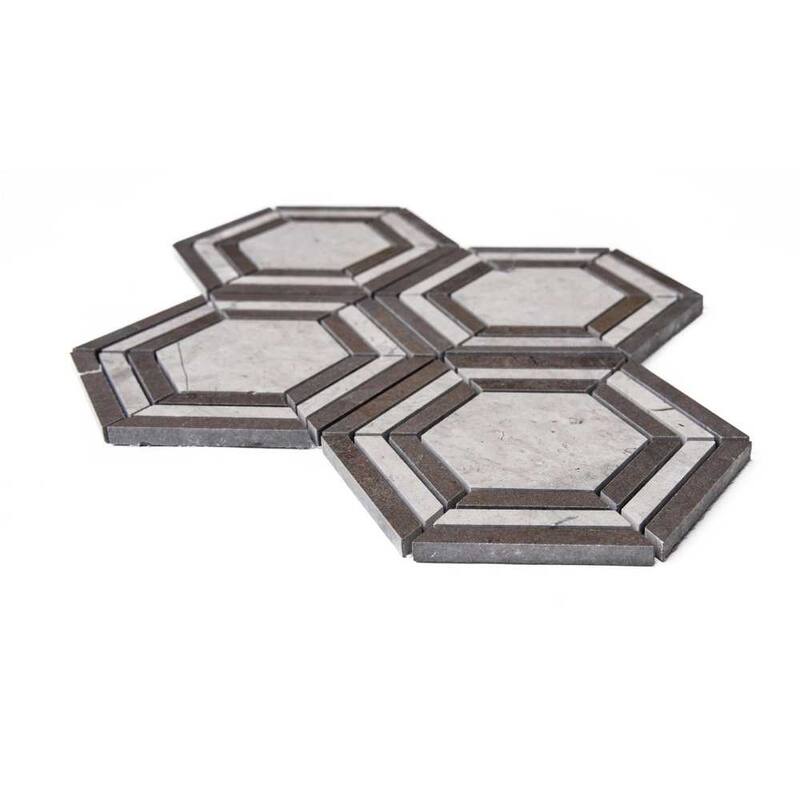 The Tile Life Santorini 4x4 Taupe Hexagon Marble Floor & Wall Tile