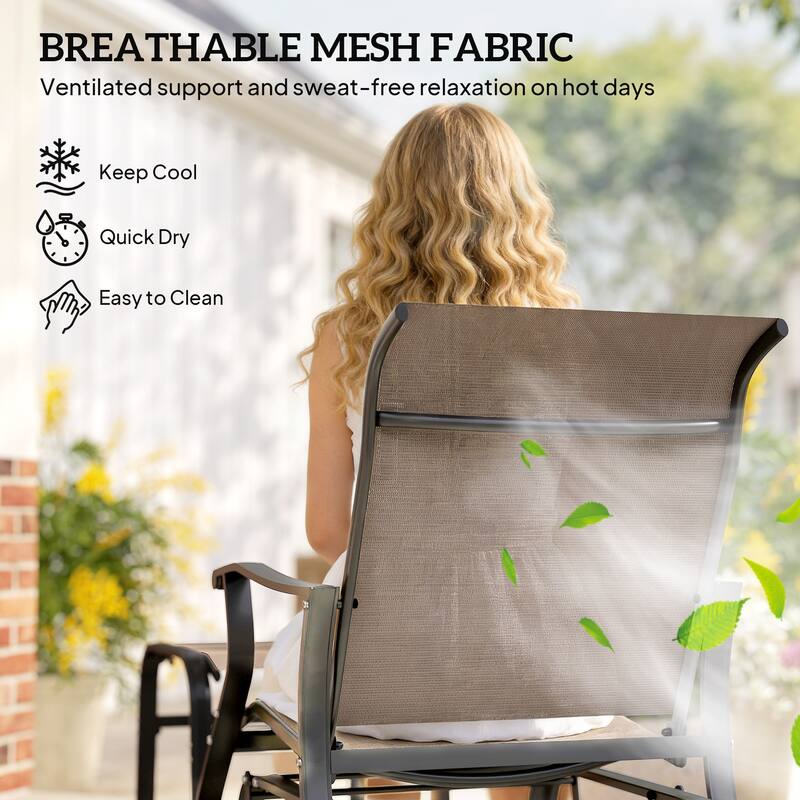 Outsunny Outdoor Glider Chair with Ottoman, 2-Piece Patio Glider Set with High Back and Wide Seat, Gliding Outdoor Lounge Se