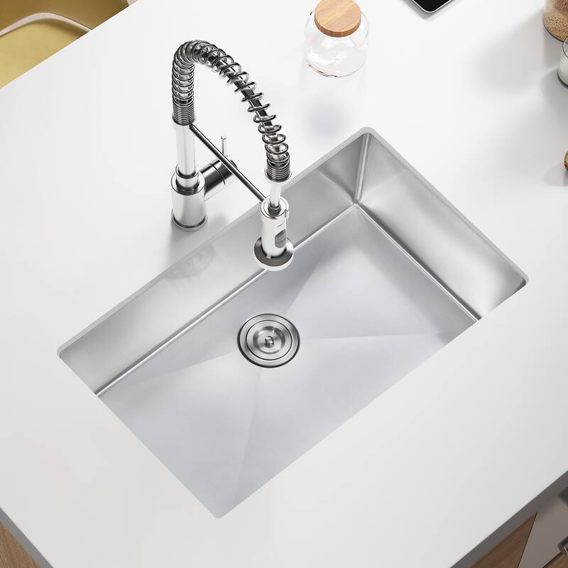 Undermount Single Bowl Stainless Steel Kitchen Sink Medium Basin With Strainer - 30inch(30"L x 18" W x9"D)