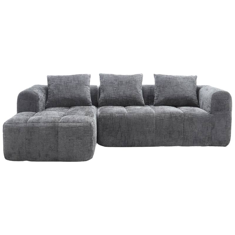 Chenille Fabric Modular L Shaped Sectional Sofa,Free Combination - Gray