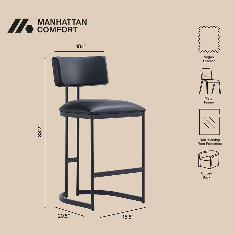Manhattan Comfort Juno Metal Vegan Leather Counter Stool