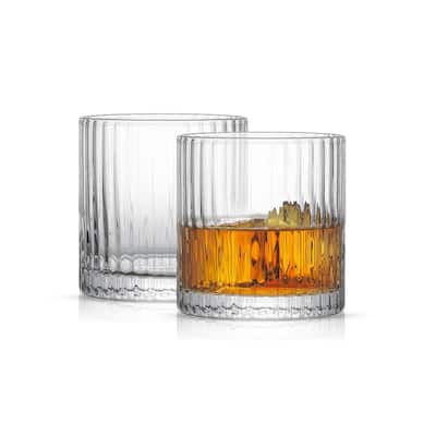 JoyJolt Elle Fluted Double Old Fashion Whiskey Glass - 10 oz - Set of 2 - 10 oz