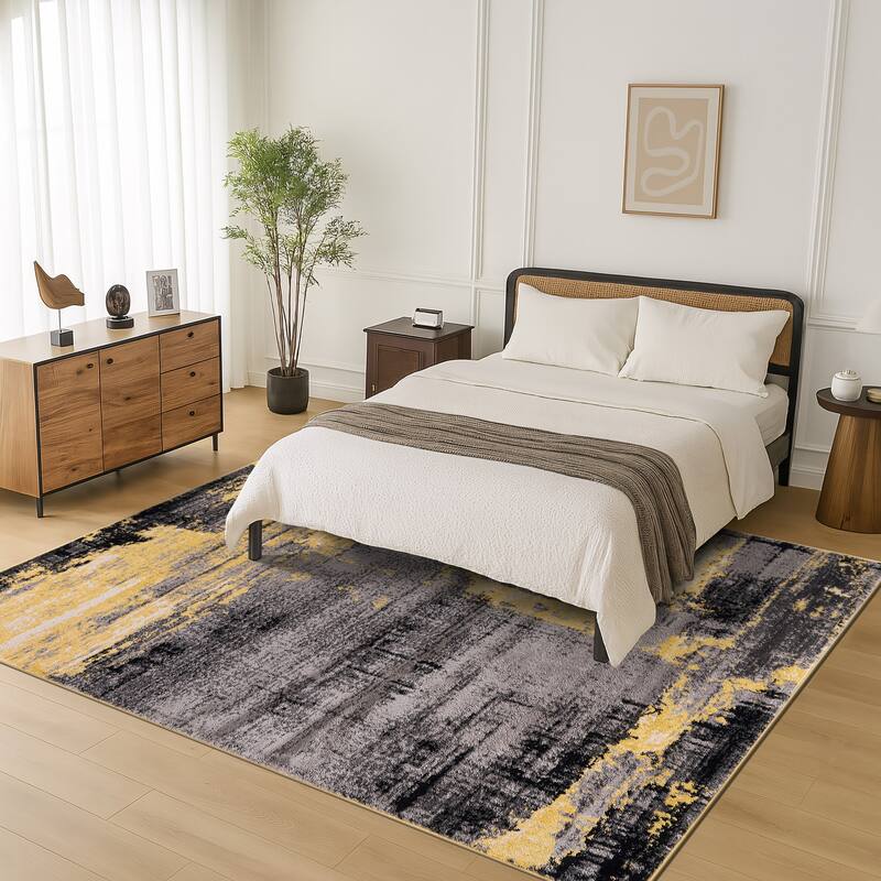 World Rug Gallery Modern Abstract Design Black Area Rug