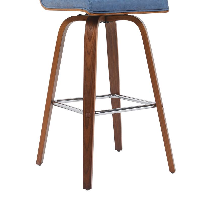 Skara Swivel Bar Stool, Upholstered Bar Height Chair with Bentwood Frame