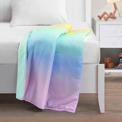 Lush Decor Qaanitha Rainbow Ombre Kids Washable Reversible Weighted Blanket 2 Piece