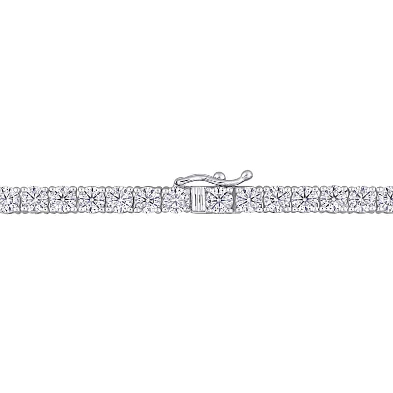Miadora 16 7/8ct DEW Created Moissanite Tennis Necklace in 18k White Gold - 17.5 In x 3.7 mm x 3.5 mm