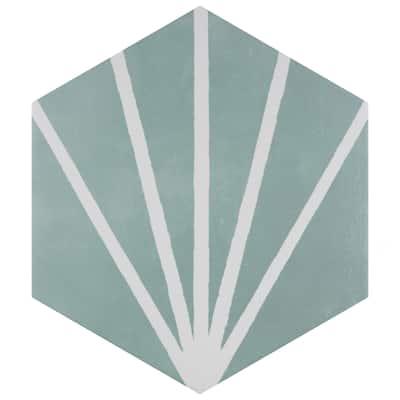 Merola Tile Horizon Dusk Hex Aquamarina 7-3/4" x 9" Porcelain Floor and Wall Tile
