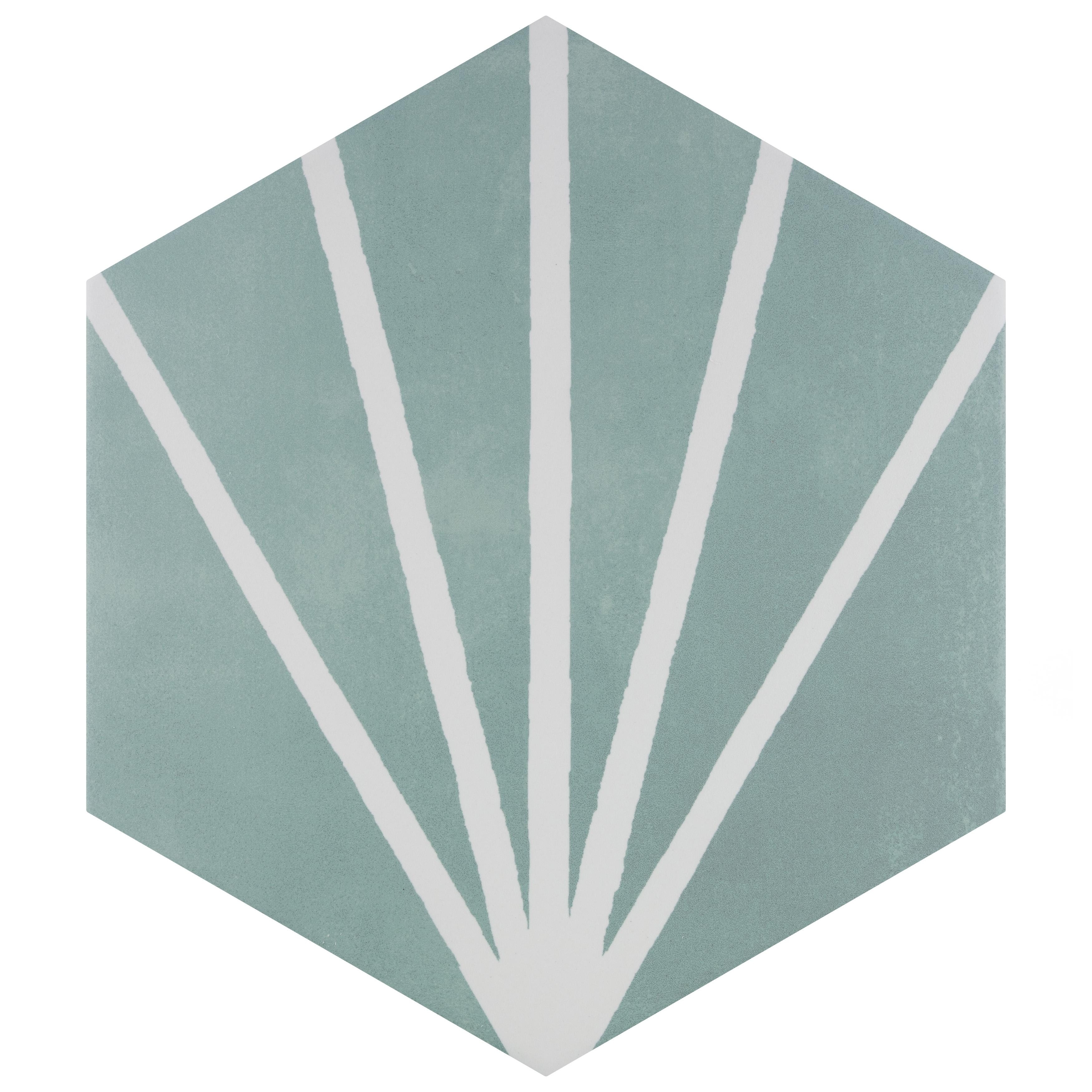 Merola Tile Horizon Dusk Hex Aquamarina 7-3/4" x 9" Porcelain Floor and Wall Tile