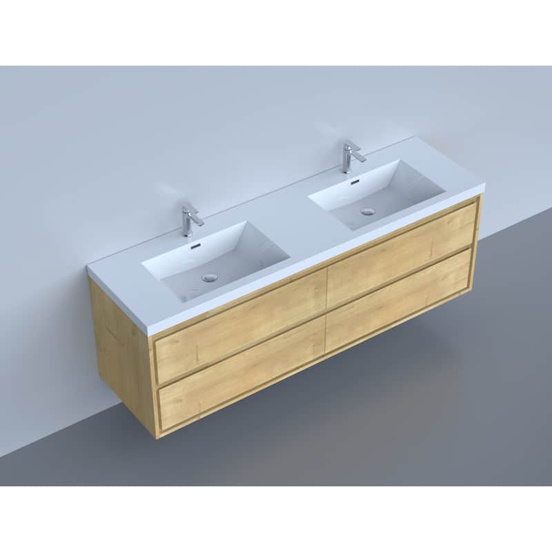 Sage 72" wall mounted bathroom vanity with double basin acrylic top