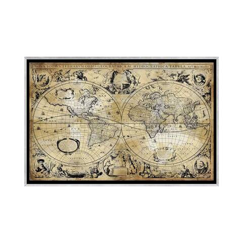 iCanvas "Antique World Map" by Russell Brennan Framed