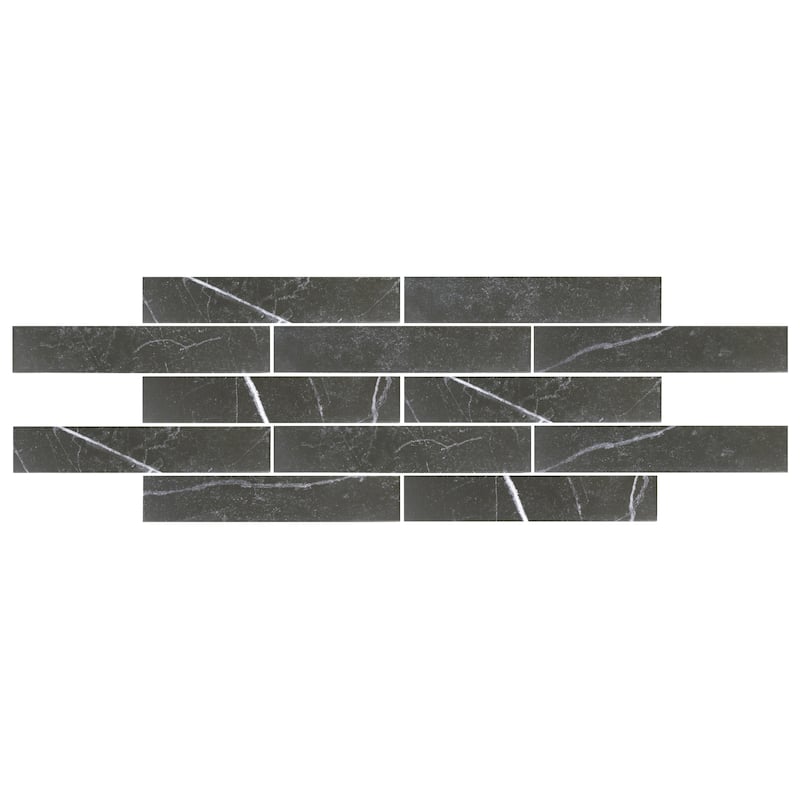 Merola Tile Tinos Black 3-1/8" x 17-3/8" Porcelain Floor and Wall Tile