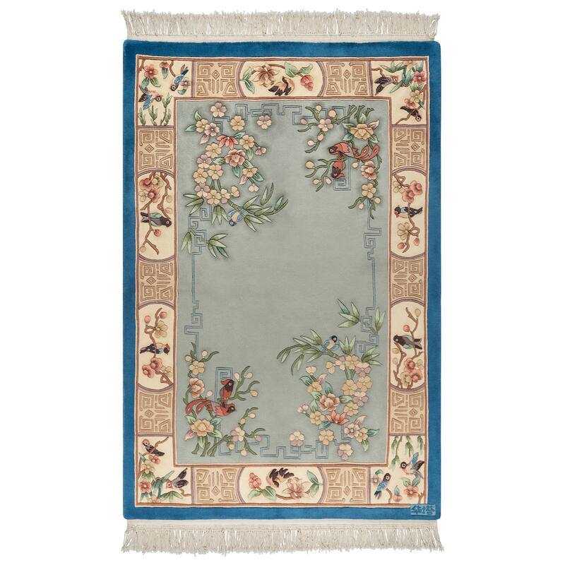 Gertmenian Oriental Estate Traditional Oriental Floral Border Metallion Hand Knot Wool Area Rug Collection