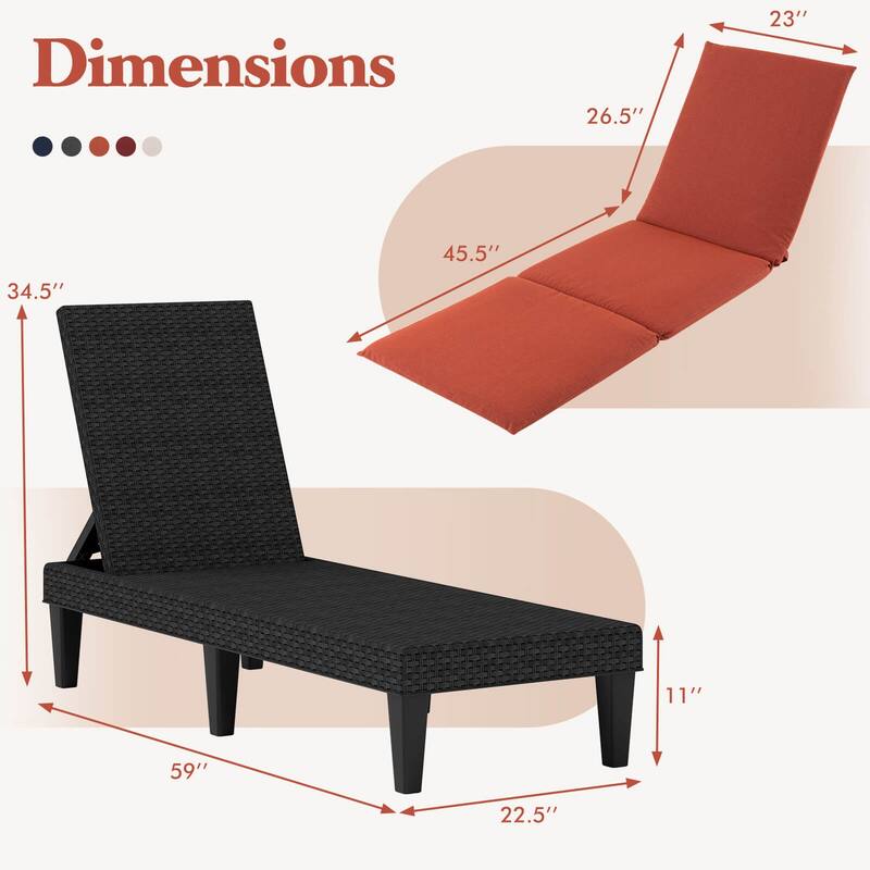 Costway Patio Lounge Chair Recliner Chair with 3-Position Adjustable - See Details