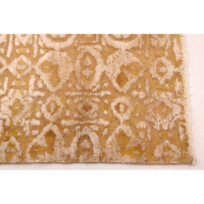 ECARPETGALLERY Hand-knotted Heritage Dark Gold Silk, Wool Rug - 7'6 x 9'7