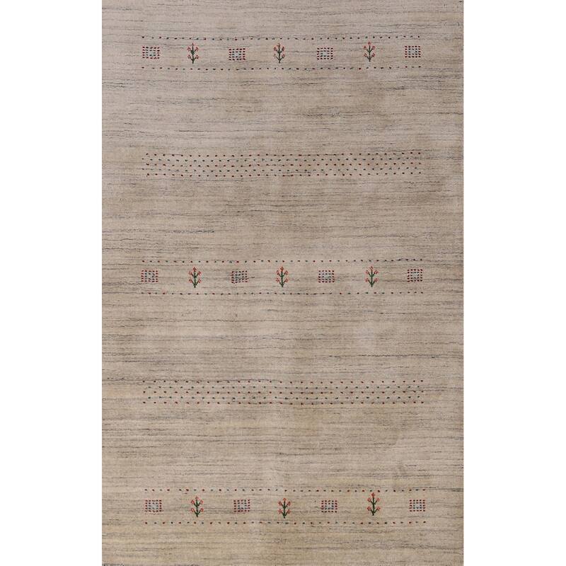 Hand Knotted Oriental 100% Wool Carpet Tribal Tribal Beige & Ivories Gabbeh Area Rug - 7' 9'' X 5' 0''