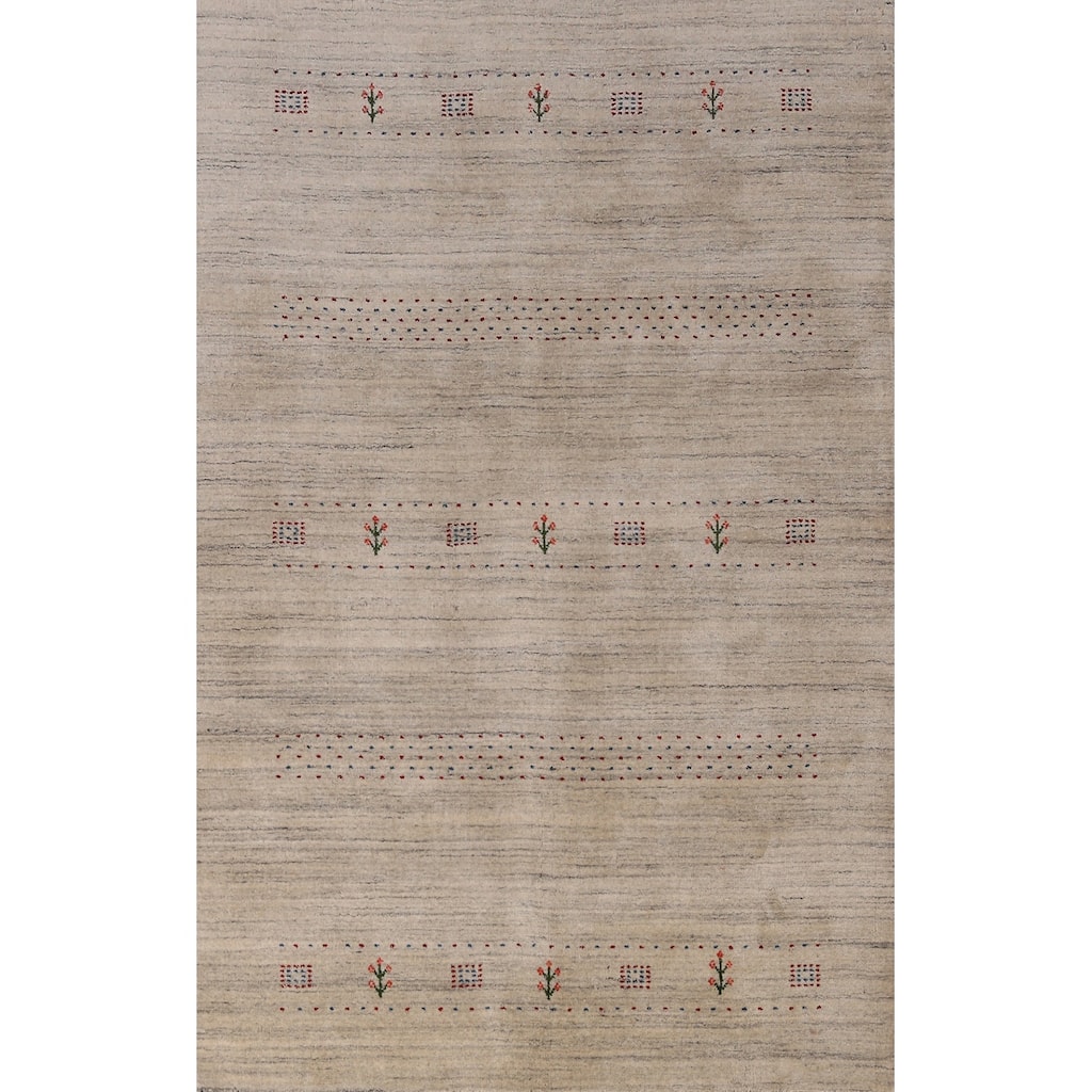 Hand Knotted Oriental 100% Wool Carpet Tribal Tribal Beige & Ivories Gabbeh Area Rug - 7' 9'' X 5' 0''