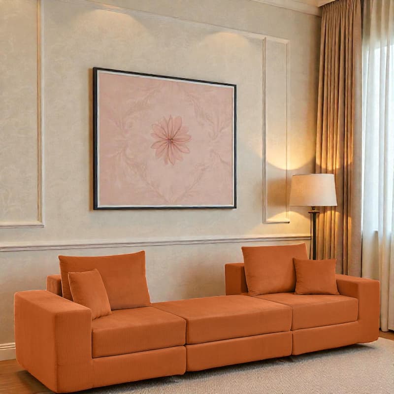 Modular Cloud Sectional Couch, L Shaped Upholstered Sofa with Removable Ottoman and Deep Seat, No Assembly