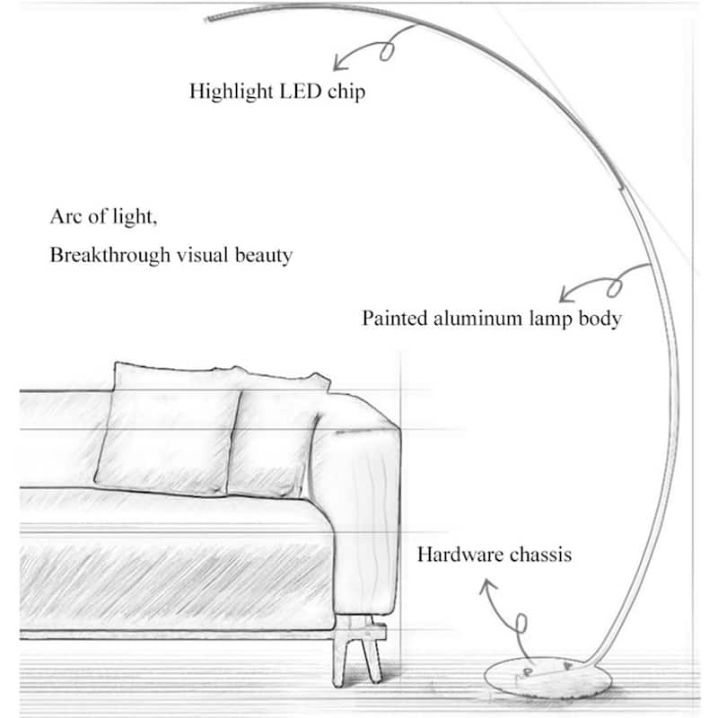 Modern Led Floor Lamp 62.99-Inch Arched Energy-Saving Lamp with Foot Switch