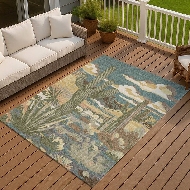 Machine Washable Indoor/ Outdoor Southwestern Mesa Chantille Rug