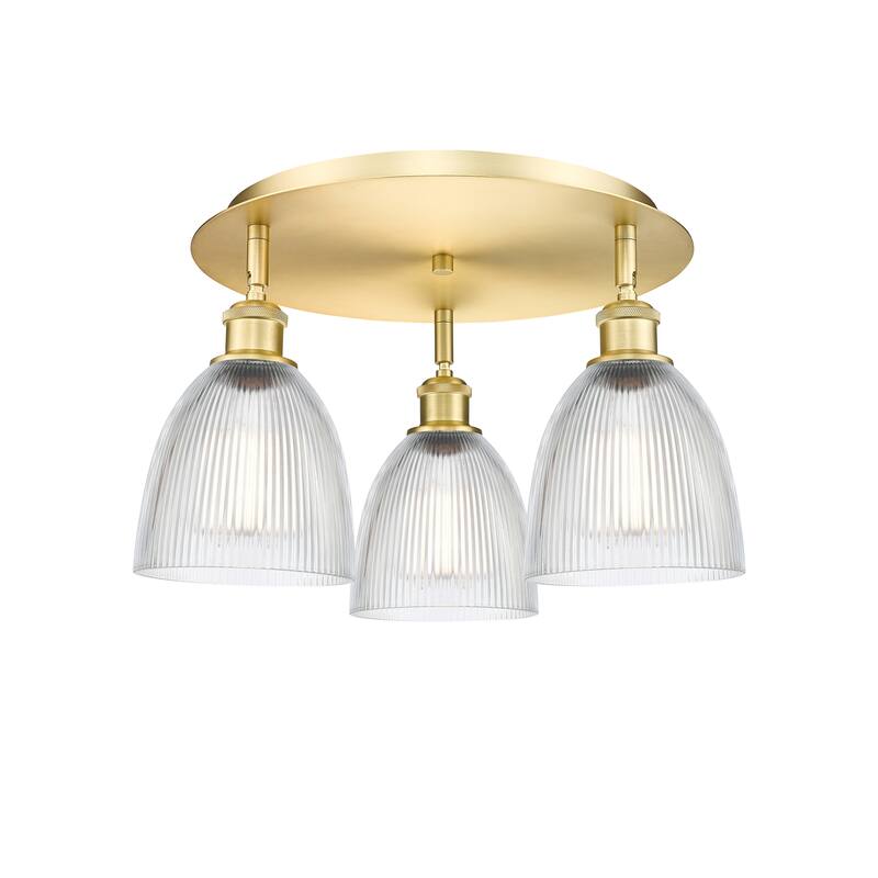 Innovations Lighting Castile - 3 Light 18" Flush Mount - Clear/Satin Gold