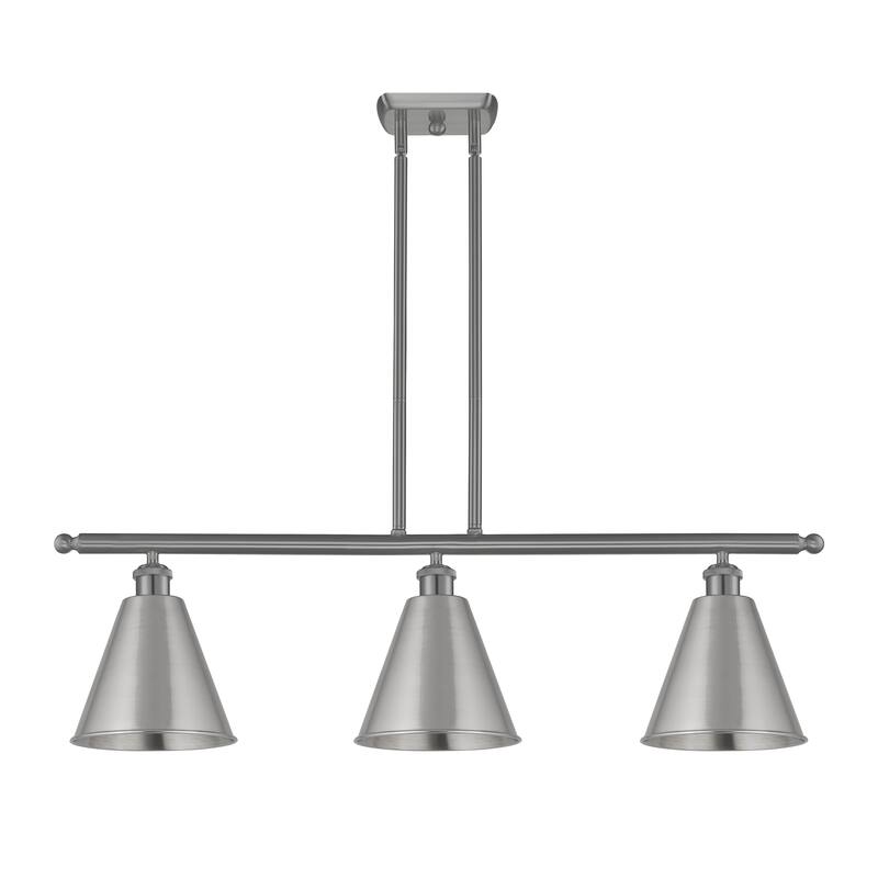 Innovations Lighting Ballston Cone - 3 Light 36" Stem Hung Island Light - Brushed Satin Nickel