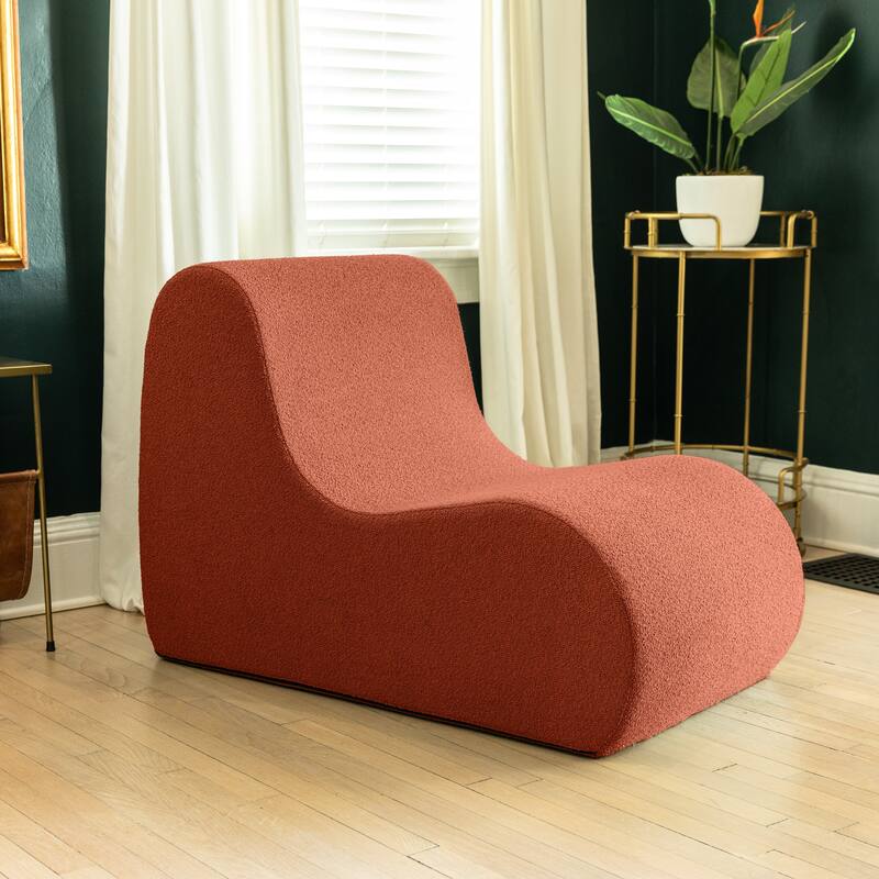 Jaxx Uptown Modern Armless Accent Chair, Boucle - Terra Cotta