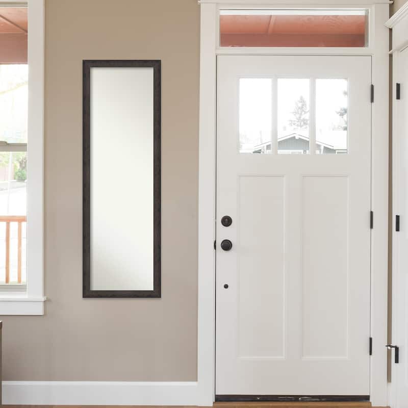 Dappled Narrow Non-Beveled Wood Framed Full-Length On the Door Mirror - Glass Size 14x48