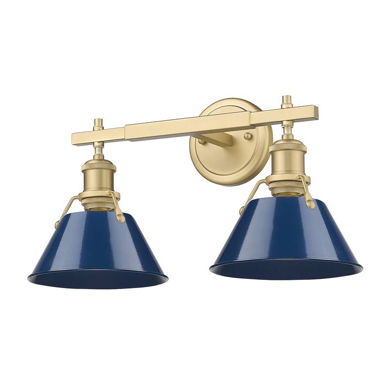 Orwell 2-Light Vanity Light in Brushed Champagne Bronze with Matte Navy - Gold