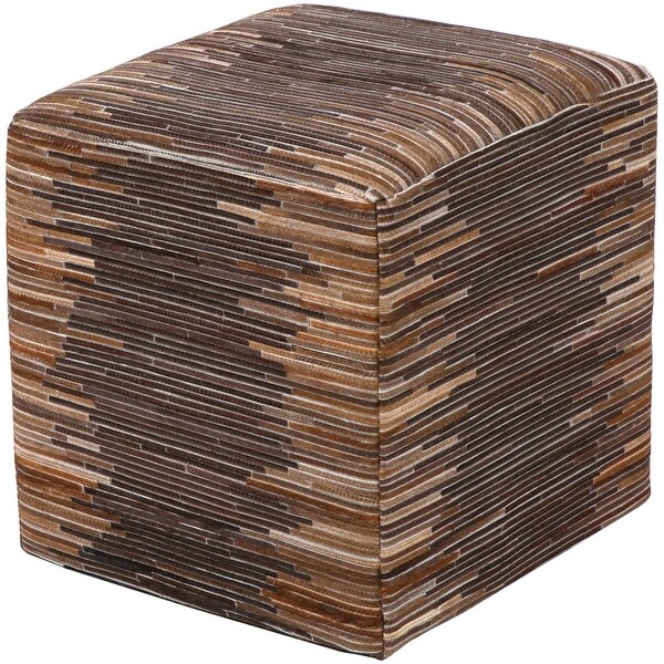18" Chocolate Brown and White Cubic Shaped Pouf Ottoman - N/A