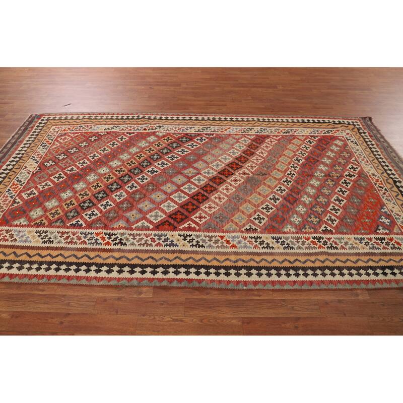 Kilim Qashqai Persian Vintage Rug Flatweave Traditional Wool Carpet - 4'2"x 7'8"