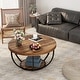 preview thumbnail 16 of 43, 31.7" Round Coffee Table, Rustic 2-Tier Center Table with Storage Open Shelves