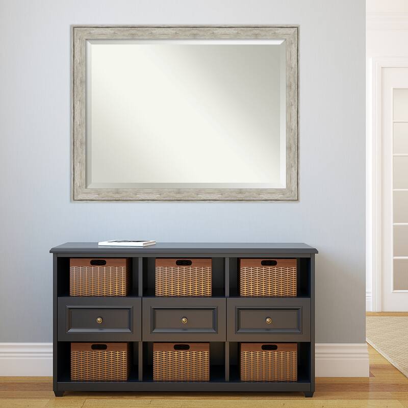 Beveled Wall Mirror - Crackled Metallic Frame - Crackled Metallic