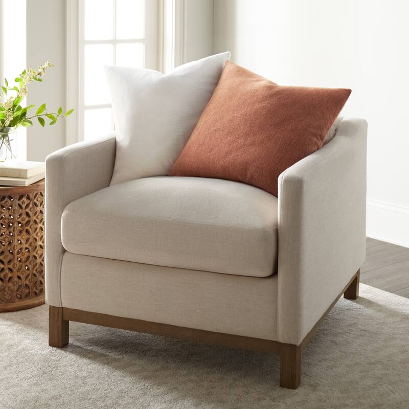 Washed and Distressed Cotton Decor Throw Pillow in Stone Washed