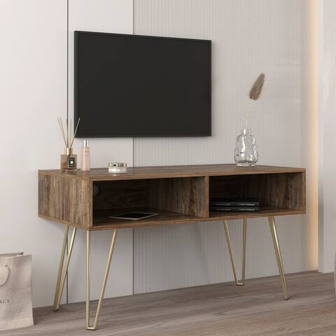 Modern Design TV stand stable Metal Legs with 2 open shelves
