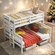 preview thumbnail 10 of 16, Modern Twin XL Over Queen Wood Bunk Bed With Ladder,Sturdy Frame,Convertible Beds for Bedroom White