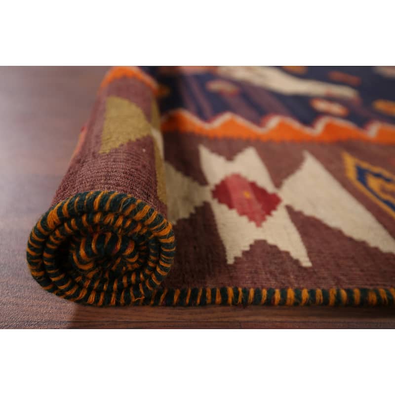 Kilim Qashqai Nomadic Persian Vintage Area Rug Flatweave Wool Carpet - 4'6"x 6'3"