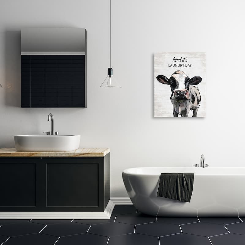 Stupell Herd It's Laundry Day Cow Canvas Wall Art Design By Lettered and Lined