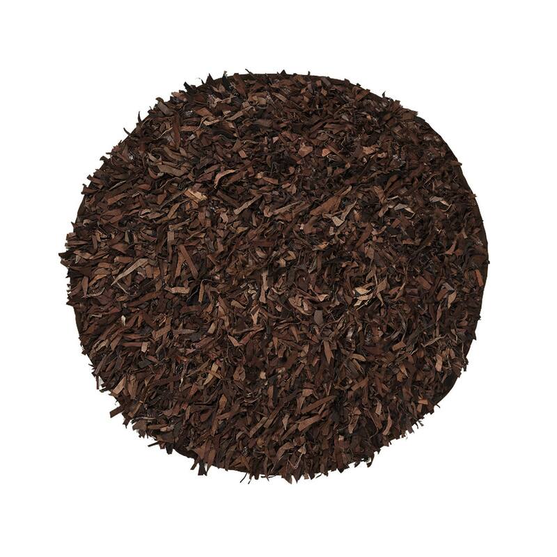 Leather Shaggy Living Room Rug Washable Area Rugs Non Slip Accent Rugs Soft Foldable Indoor Carpet Easy To Clean 3' Round