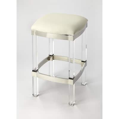 Butler Jordan Acrylic & White Leather Counter Stool
