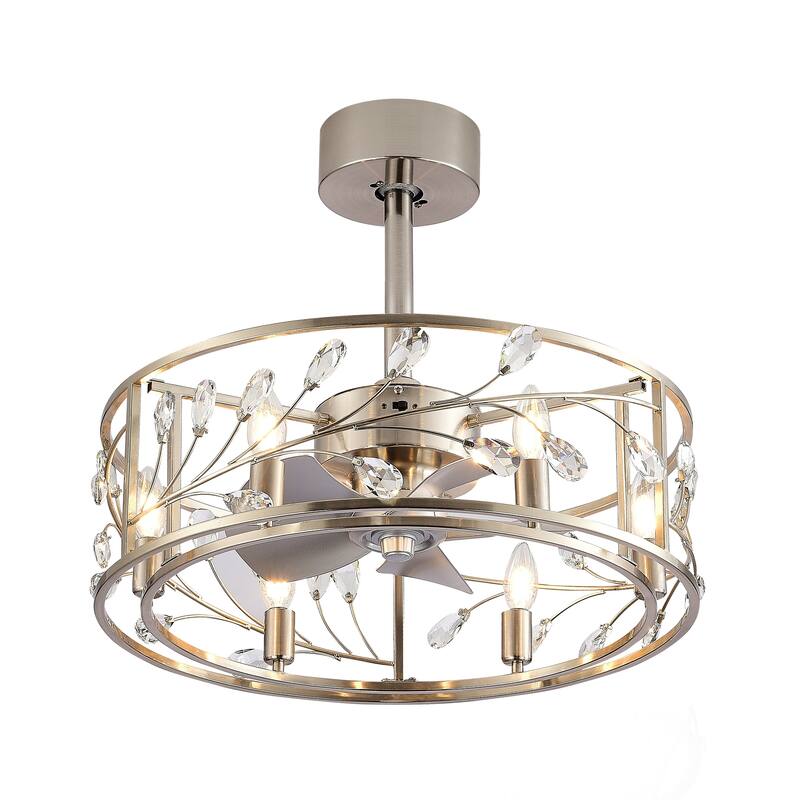 20-in Nickel Indoor Caged Ceiling Fan with Light Remote (5-Blade)