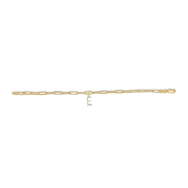 Joelle Collection Initial Bracelet Diamond 1/10 CT. TW 14K Yellow Gold Link Bracelet