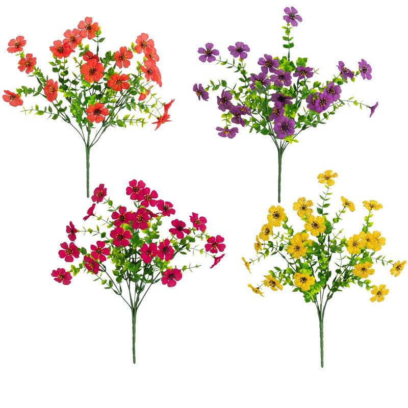 13-in UV Resistant Artificial Daisy Bush (Indoor/Outdoor) - Set of 12