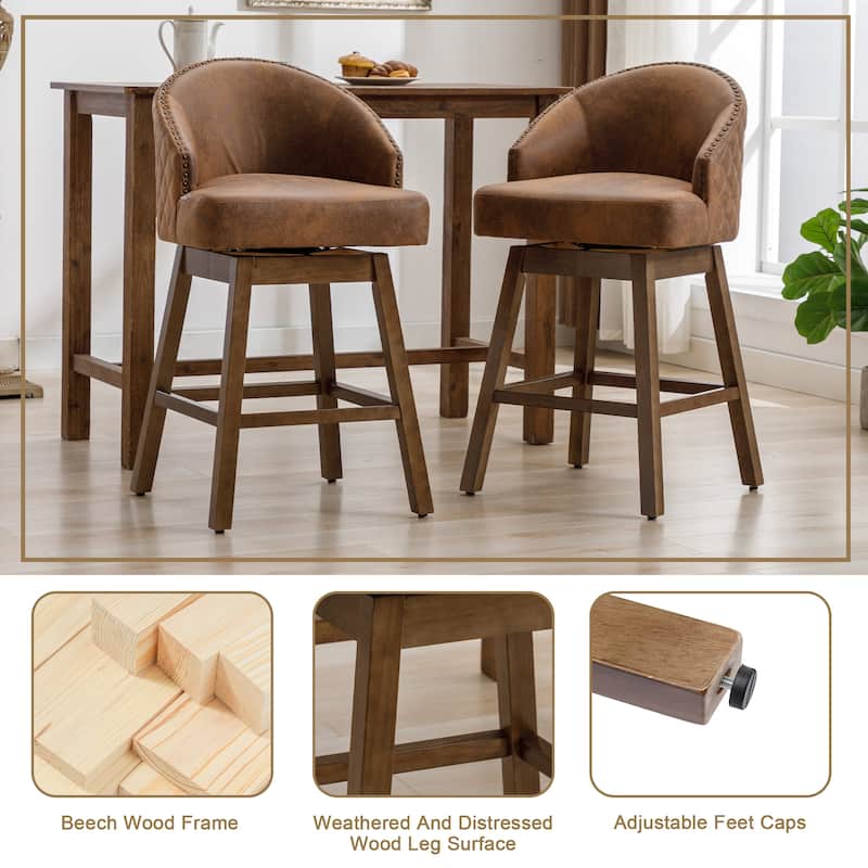 Rotating Bar Chair, Counter Height Bar Chair With Backrest, Rotating Kitchen Stool, Set of 2