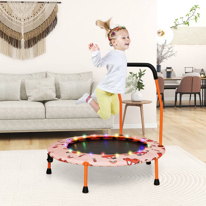 Gymax 36'' Mini Toddler Trampoline w/ LED Bluetooth Speaker Detachable