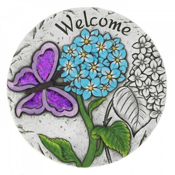 Shop Purple Butterfly Welcome Garden Stepping Stone On Sale