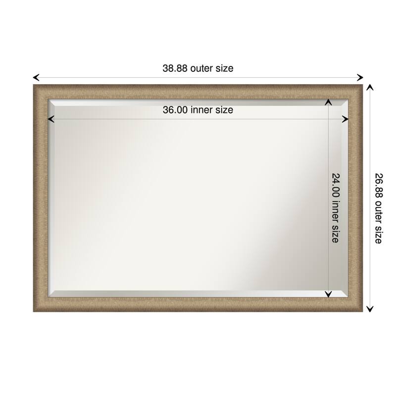 Beveled Wall Mirror - Elegant Brushed Bronze Narrow Frame - 39 x 27-inch - Elegant Brushed Bronze Narrow