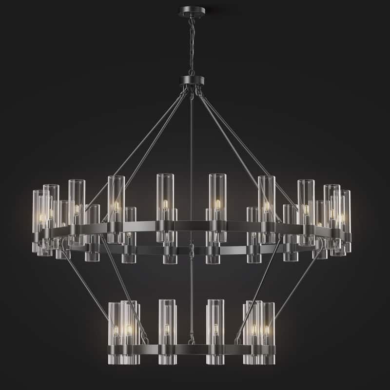 KAYLA 60in 30-Lights Gold Luxury Wagon Wheel Chandelier