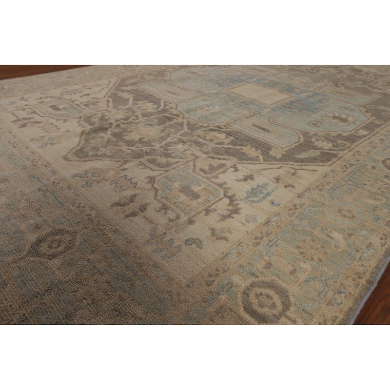Vegetable Dye Grey Oushak Turkish Area Rug Hand-Knotted Wool Carpet - 6'0"x 8'9"