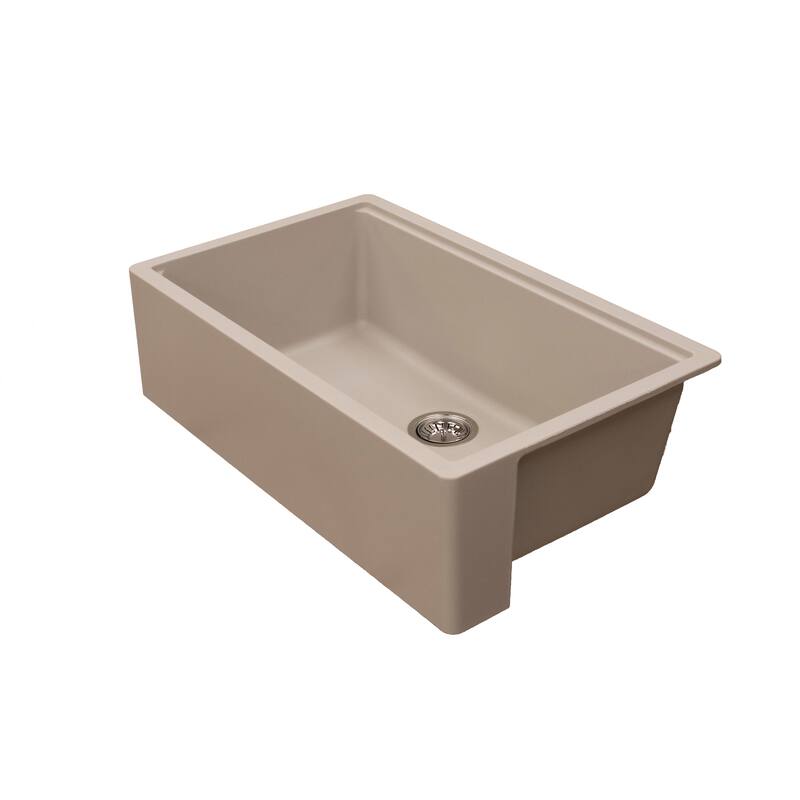 Titan Farmhouse Granite Single Bowl Kitchen Sink with Cutting-Board & Strainer