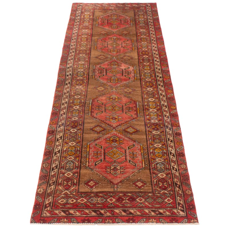 ECARPETGALLERY Hand-knotted Konya Anatolian Brown, Red Wool Rug - 3'4 x 10'7
